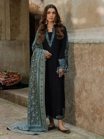 Black Embroidered 3-PCS Lawn Suit